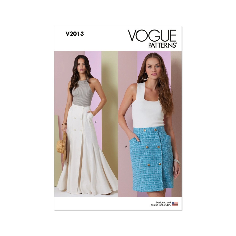 Vogue Sewing Pattern V2013 Misses Skirt Size 16-24 Double Breasted Maxi Mini